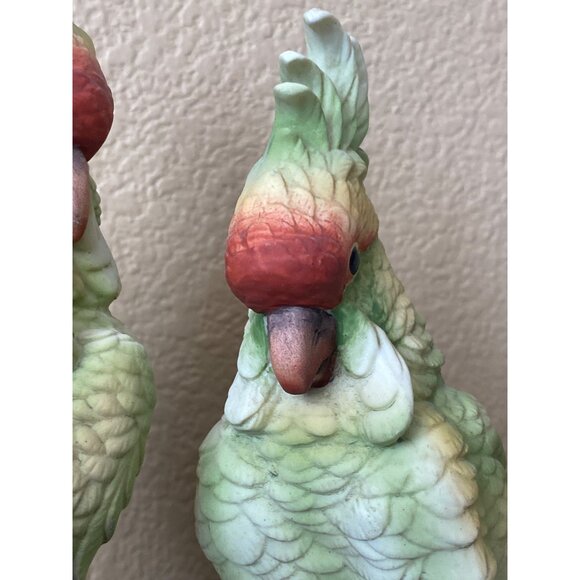 1970s Andrea by Sadek Green Cockatoos – Hand Painted Porcelain Pair - No Box - Picture 10 of 15